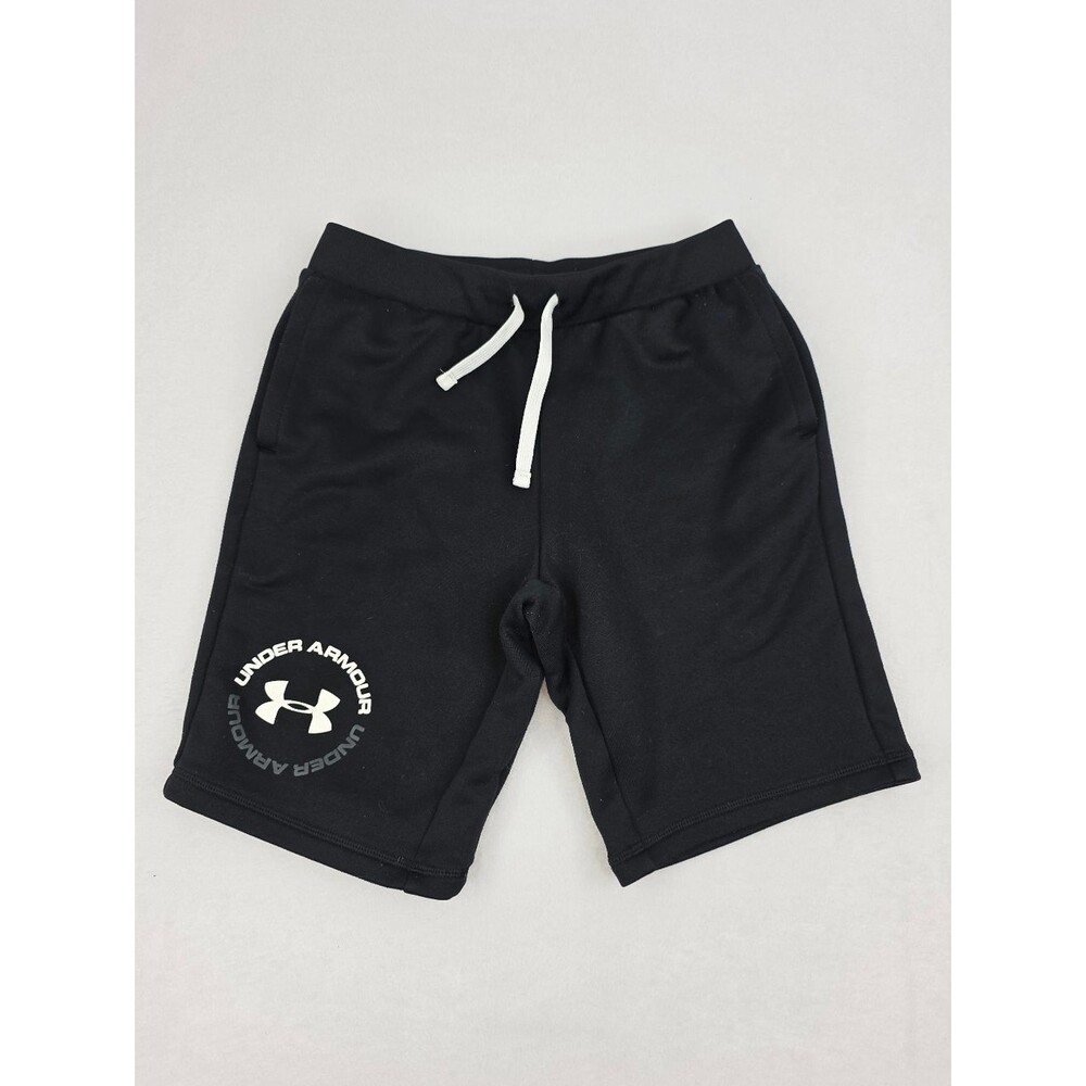Under Armour Boy's Black Athletic Shorts White Drawstring Size Youth Large 3572